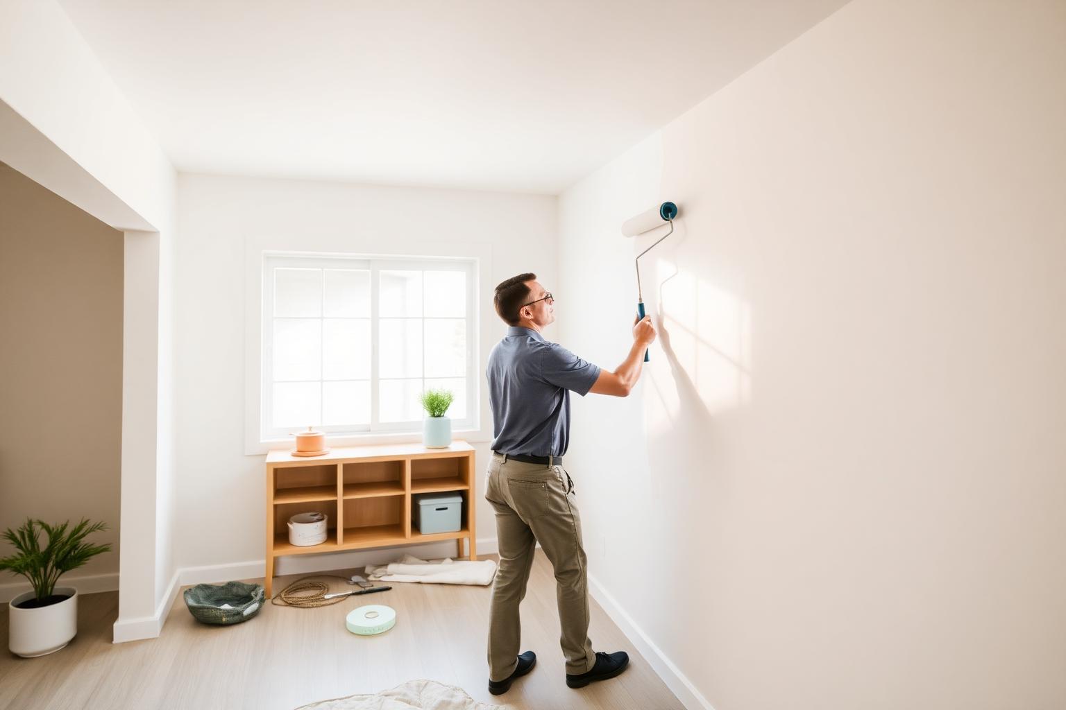 Professional painter working on a Placentia home interior